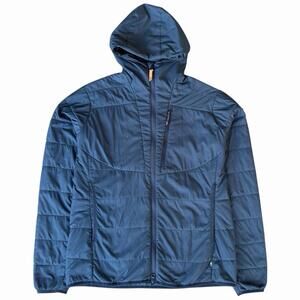 Fjällräven Keb Padded Hoodie Navy Blue Packable Lightweight Fixed Hood Womens Lg